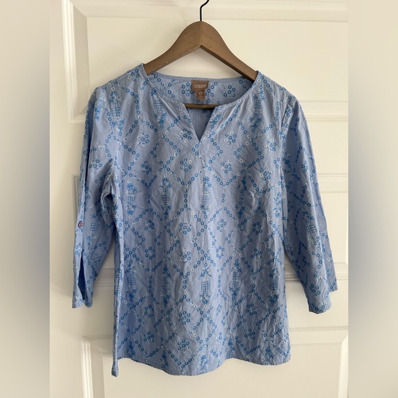 Chico's Tops - Chicos Embroidered Top Blue Size 4 US 0 Chicos